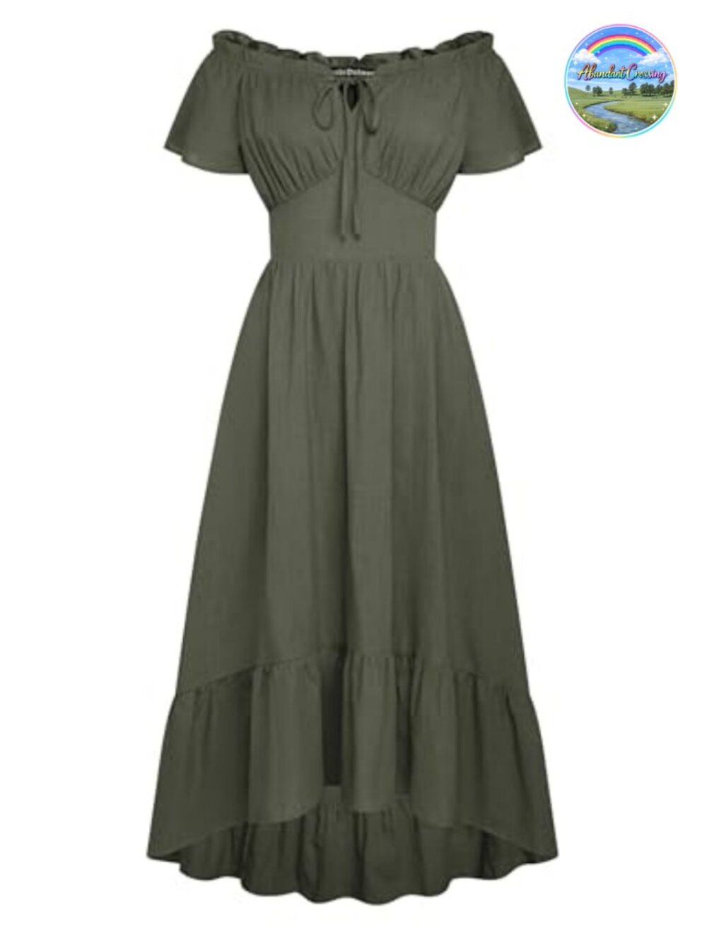 Off Shoulder Flutter Sleeve Renaissance Peasant Midi Dress